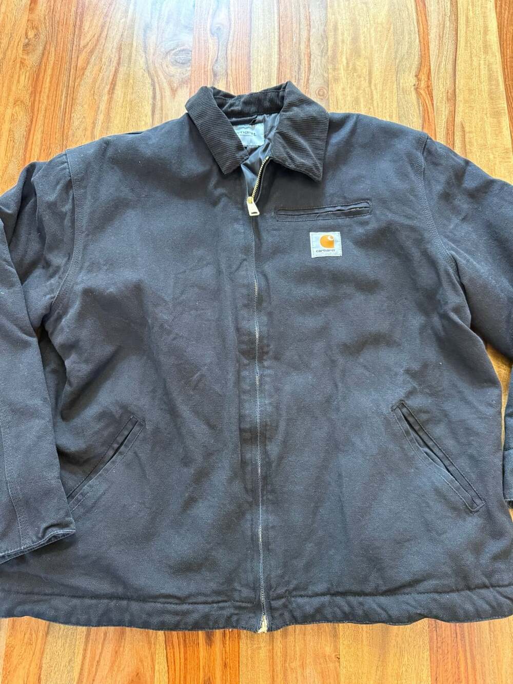 Carhartt WIP Detroit Jacket Size L Black Canvas Quilted